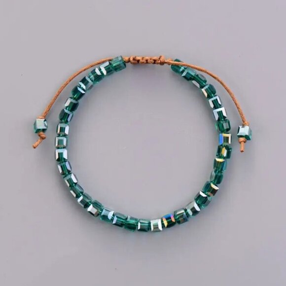 Jewelry bracelet bead Boho adjustable blue green stones brand new fashion - Picture 1 of 7